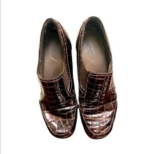 Clarks Bendables Crocodile Embossed Wedge Loafers